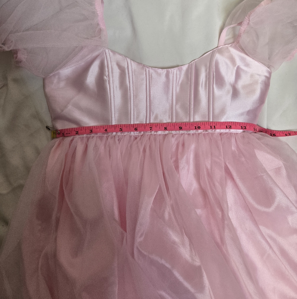 New Dolls Kill Pink Balcony Romance Tulle Regency Corset Babydoll Mini Dress S — image 8 of 8